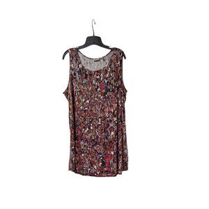 LOGO By Lori Goldstein Plus Sz Multicolored Soft Glam Indie Sleeveless Blouse 2X